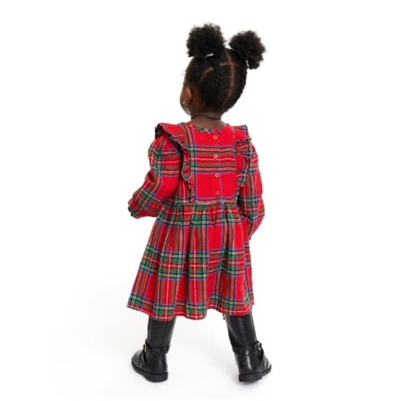Baby Girl Plaid Long Sleeve Dress With Tights 2-Piece Set Size 24M - Picture 9 of 9